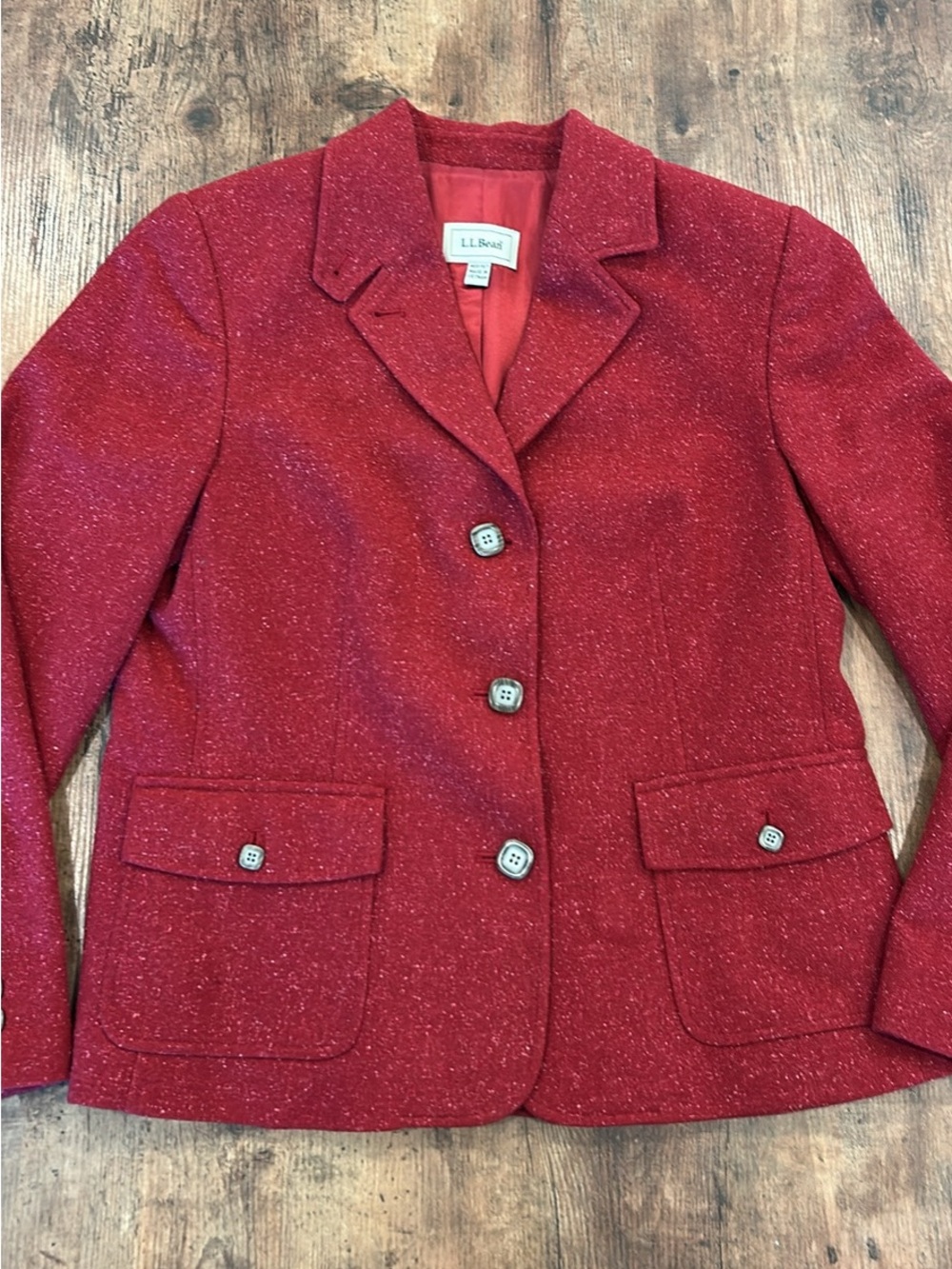 Vintage L.L. Bean Women's Red Wool Blend Blazer Jacket